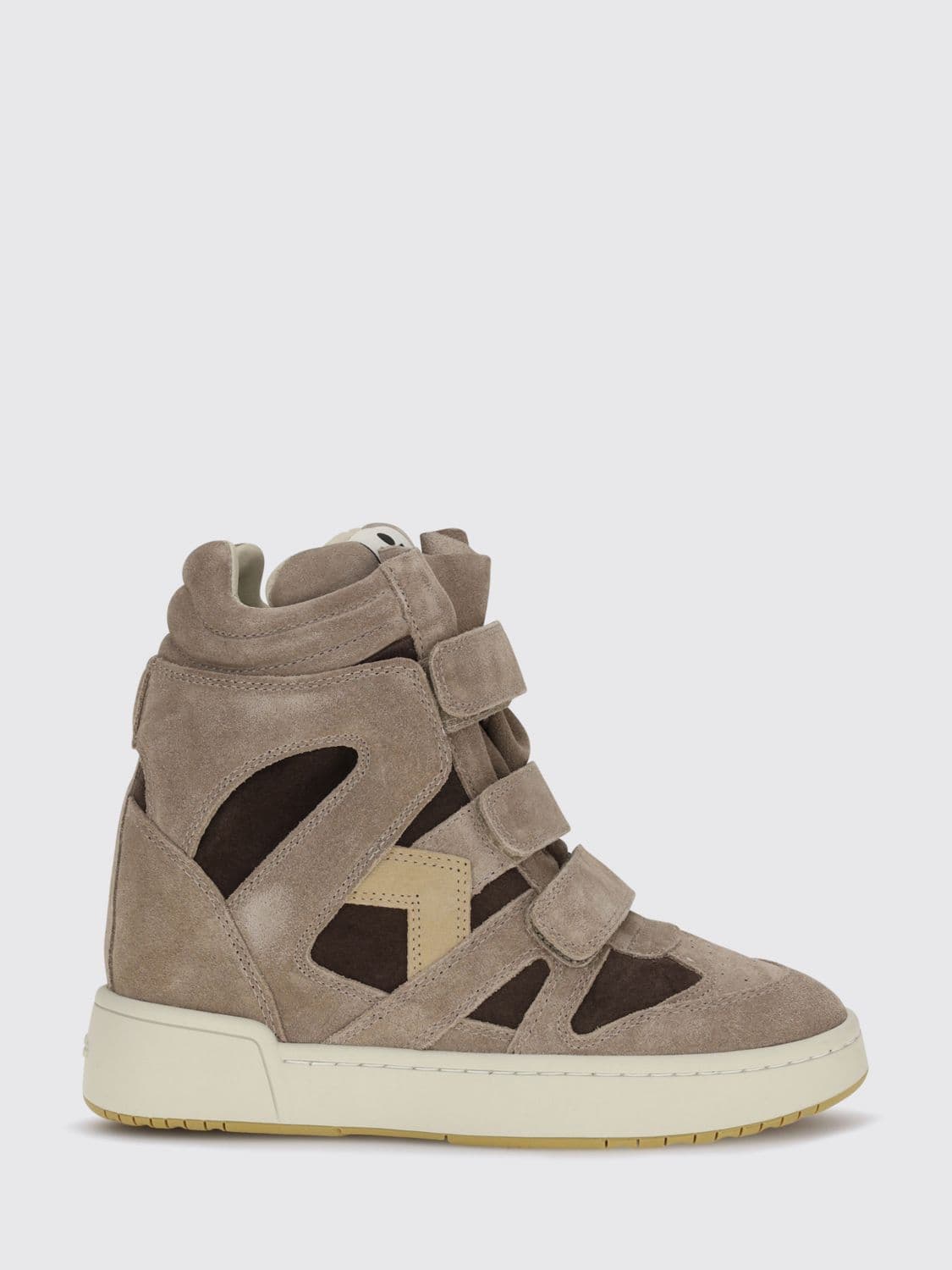Isabel Marant IM3 Bicolor Suede High-Top Wedge Sneakers with Velcro Straps