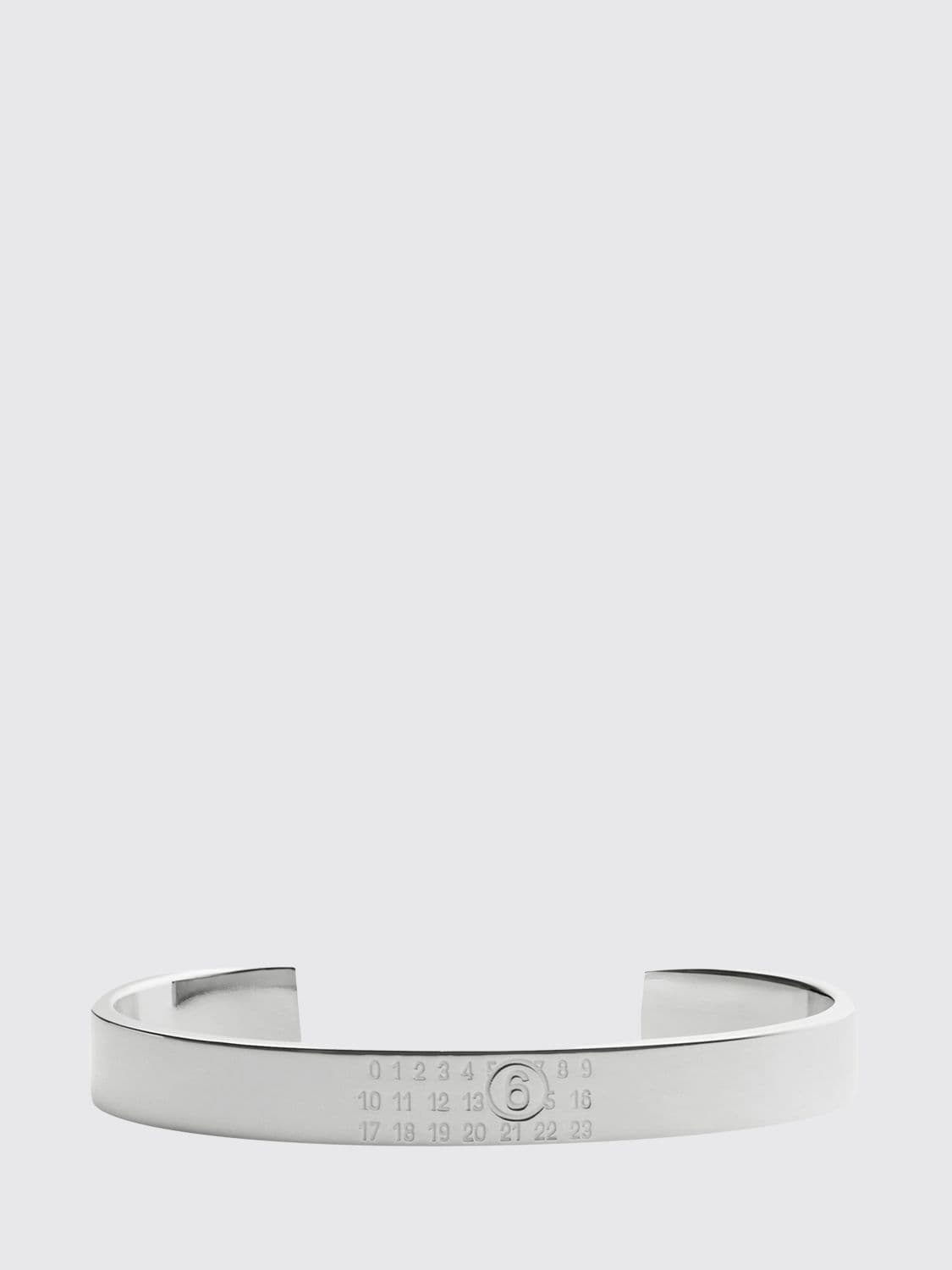 Mm6 Maison Margiela Numeric Logo Bangle Bracelet in Chrome-Plated Brass