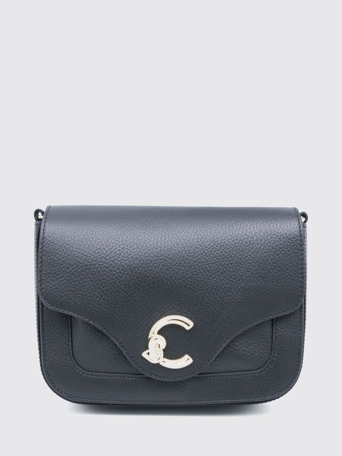 Coccinelle C-Me Mini Pebbled Leather Crossbody Bag with Flap Closure