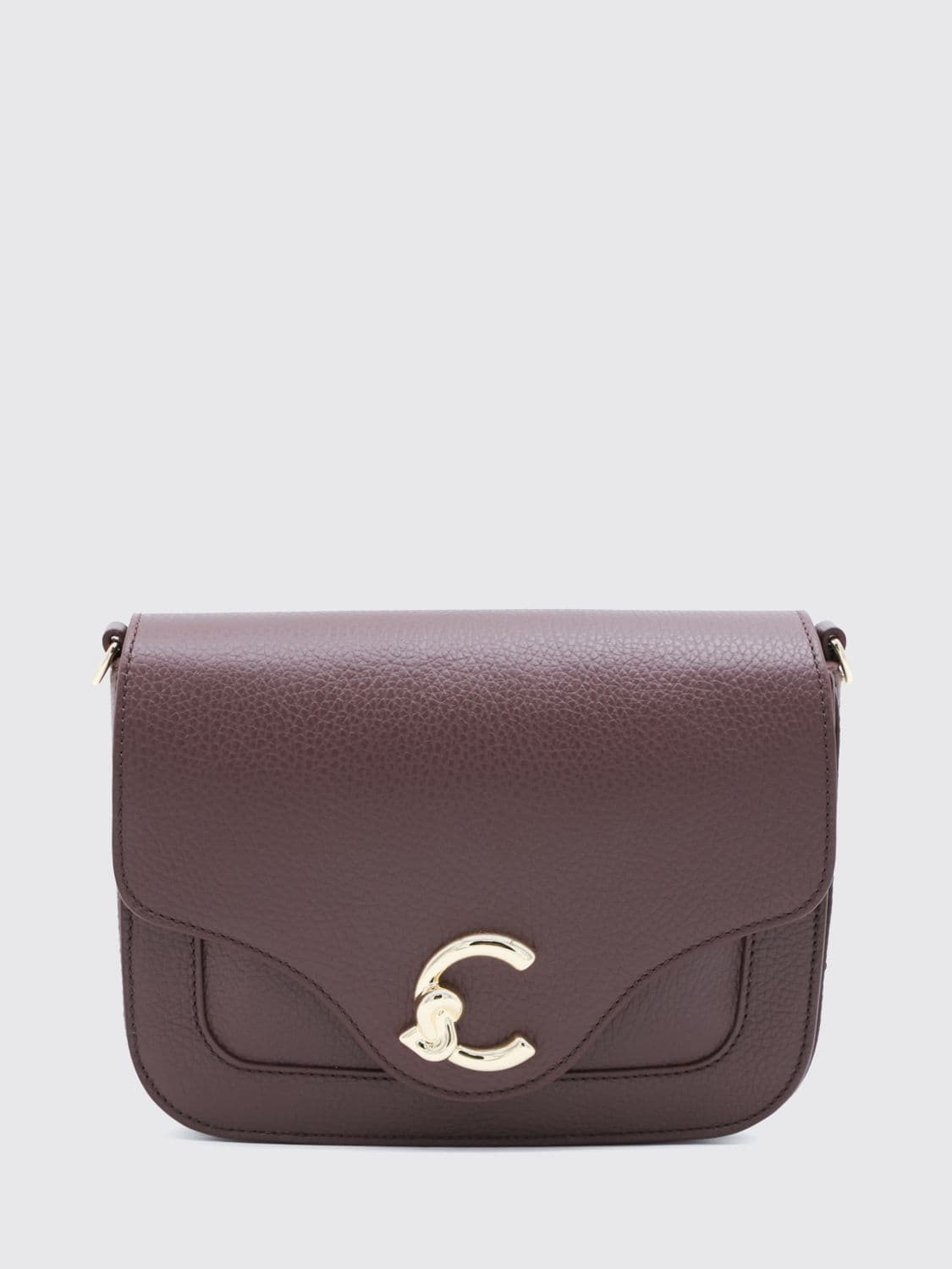 Coccinelle C-Me Mini Pebbled Leather Crossbody Bag with Flap Closure · OS