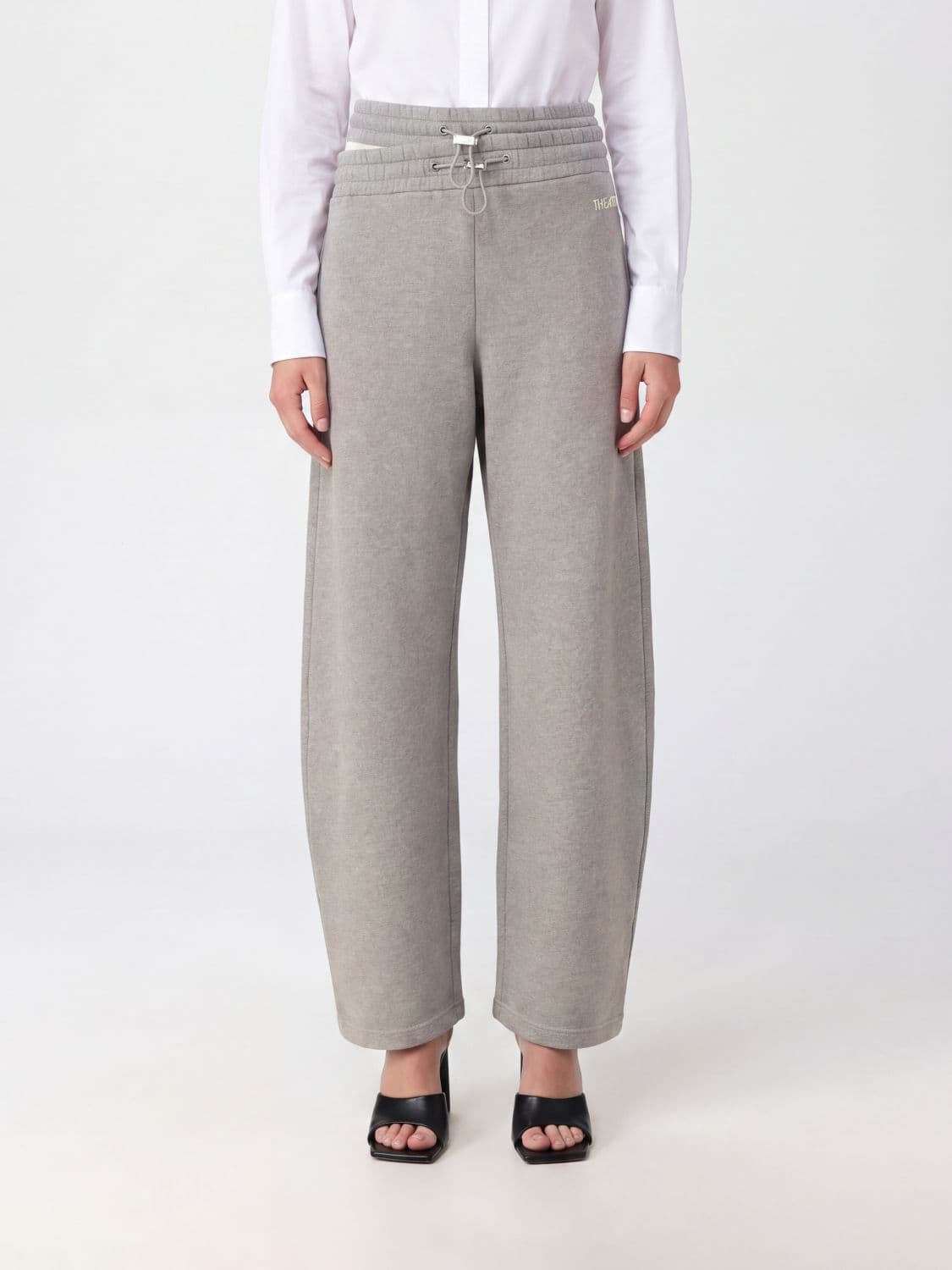 The Attico Wide Leg Cotton Jogging Trousers with High Drawstring Waist