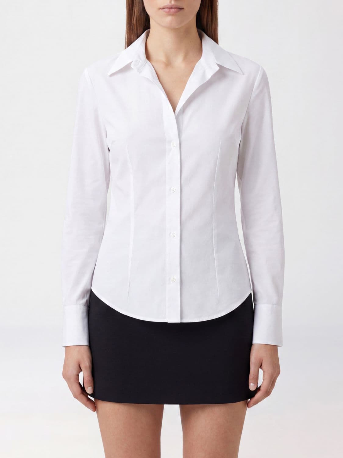 The Attico Slim Fit Cotton Poplin Shirt with Cuban Collar and Concealed Buttons
