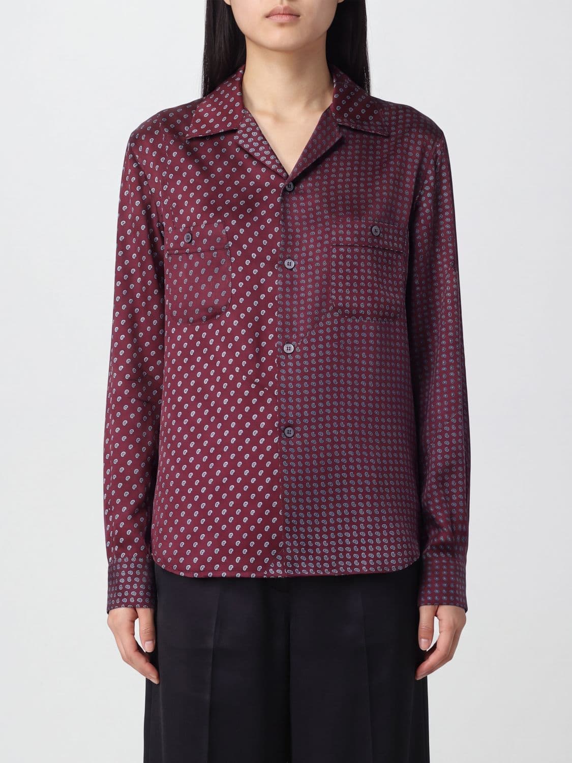 Maison Margiela Paisley Patchwork Print Satin Pajama-Style Shirt