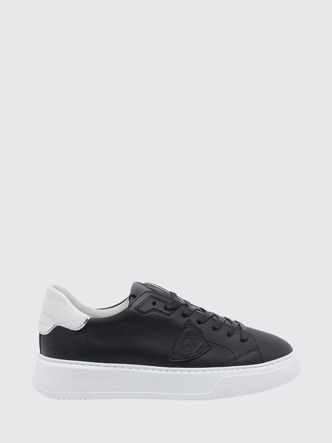 Philippe Model Temple Low Smooth Calfskin Low-Top Sneakers with Shield Logo