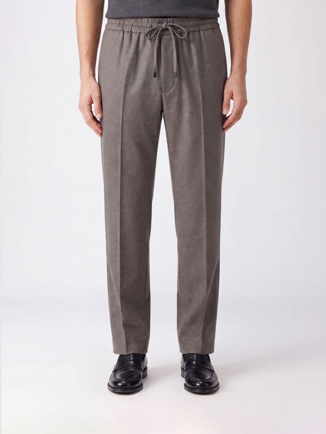 Drôle De Monsieur Wool Flannel Trousers with Drawstring Waist