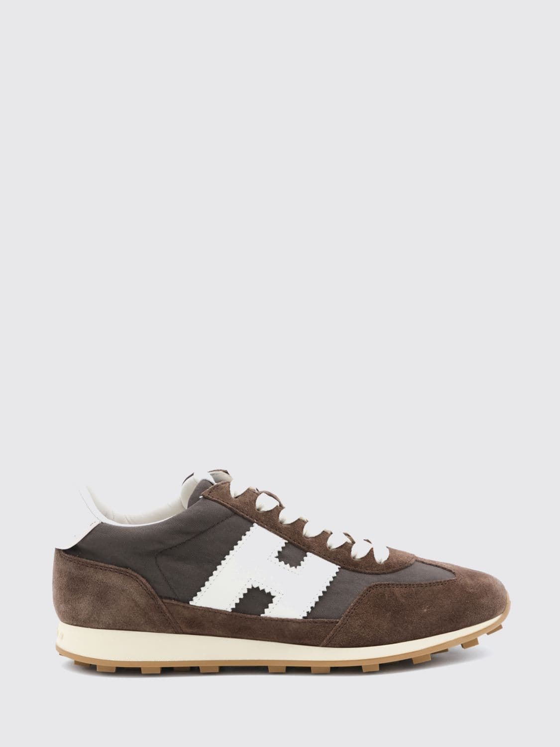 Hogan H727 Suede and Nylon Sneakers with Monogram and Notched Sole