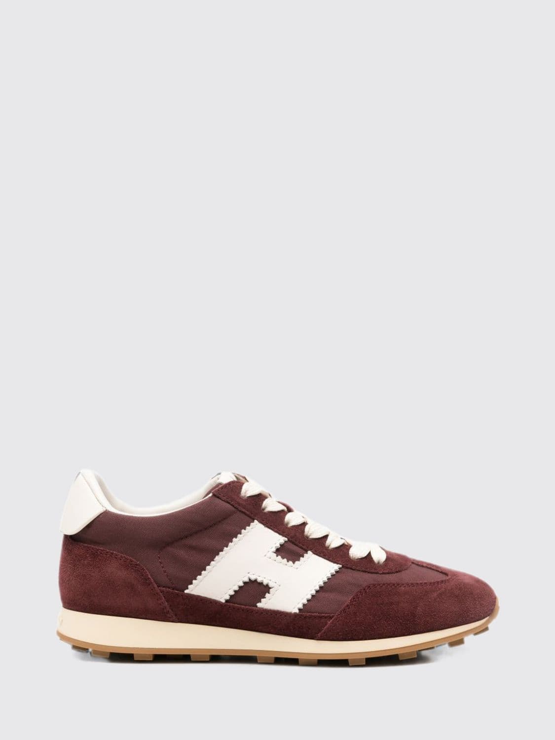 Hogan H727 Suede and Nylon Sneakers with Monogram and Notched Sole