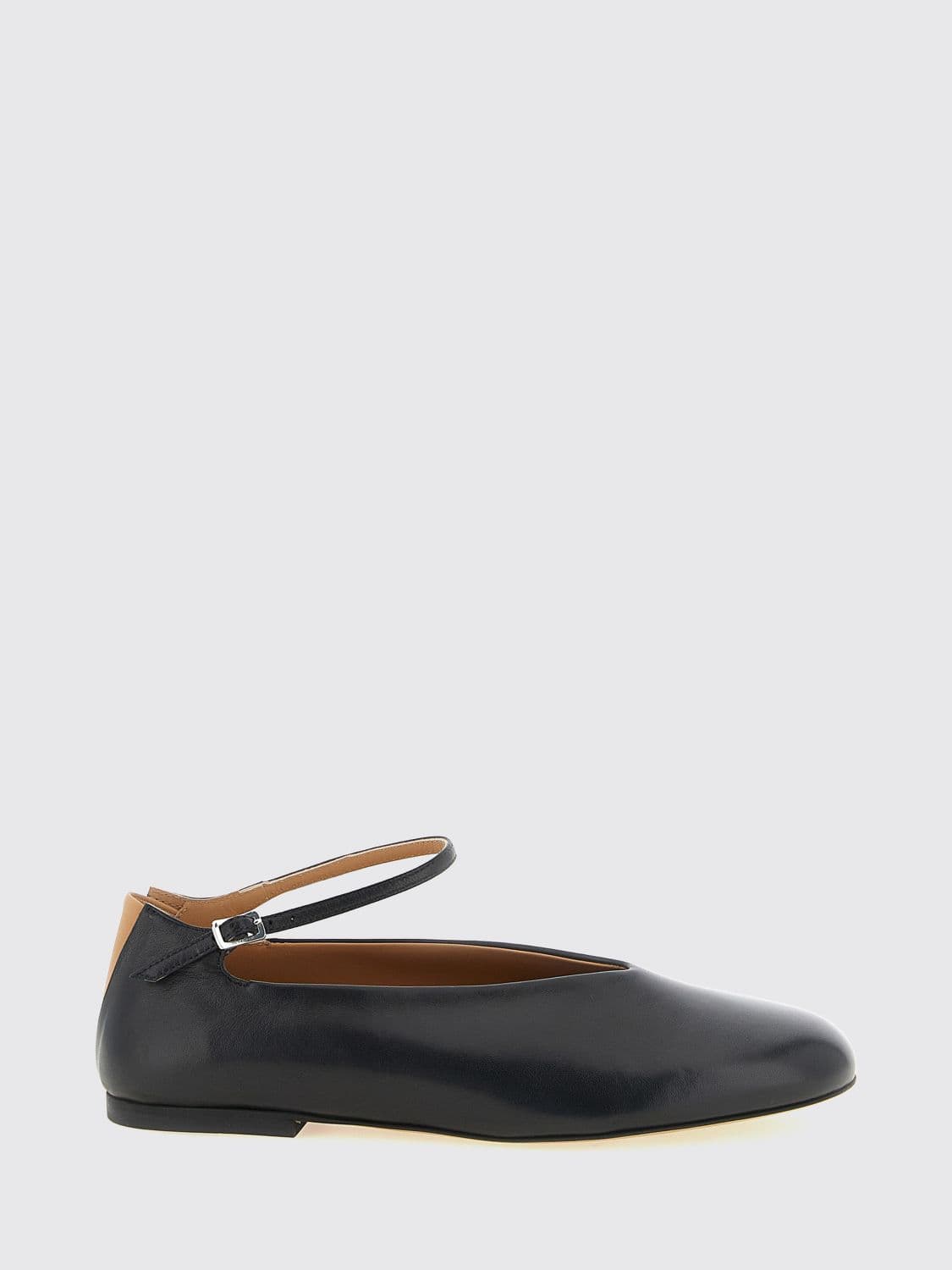 Jil Sander Elyss Nappa Leather Flats with Ankle Strap