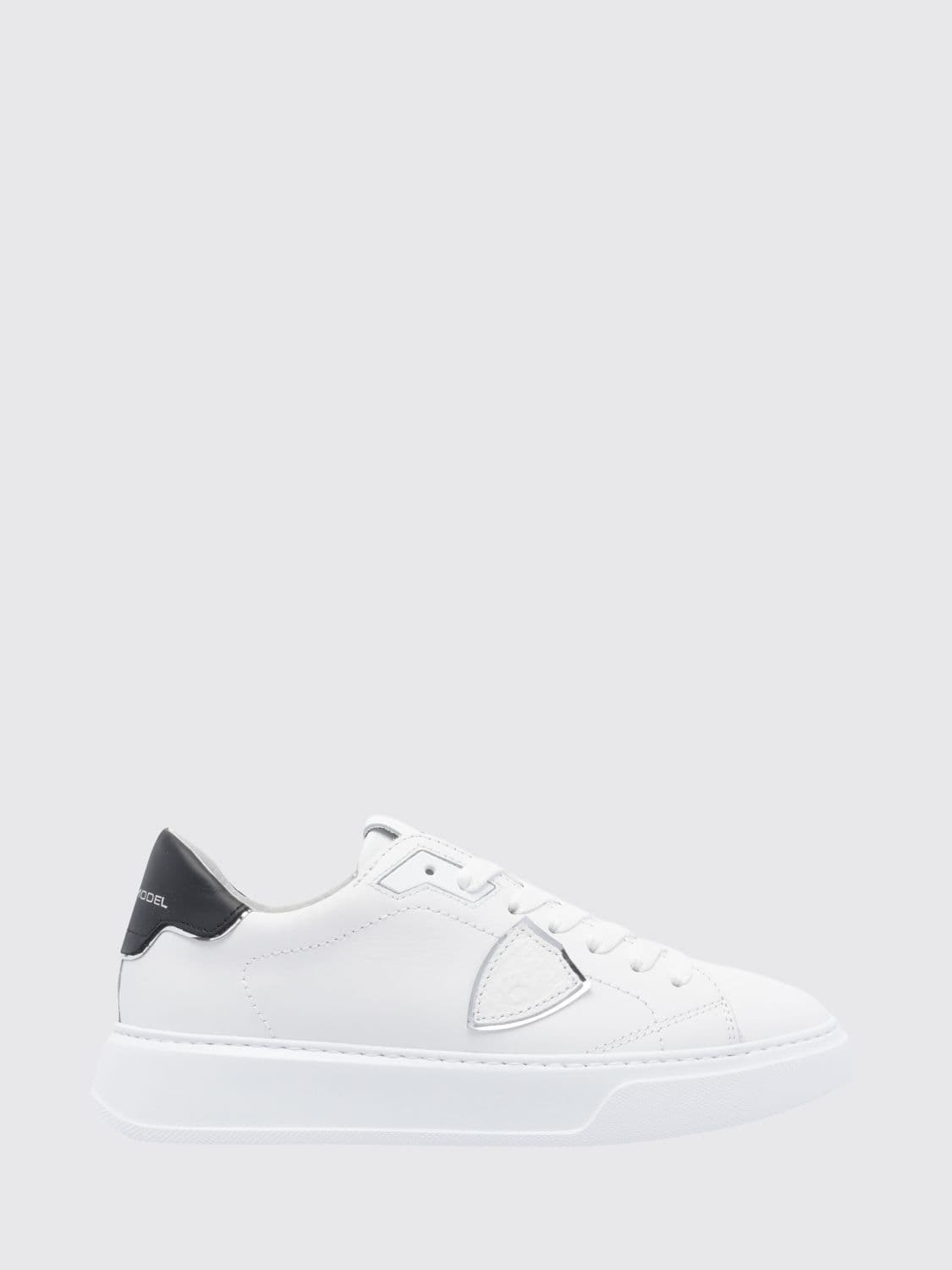 Philippe Model Temple Smooth Calfskin Low-Top Sneakers with Bicolor Design