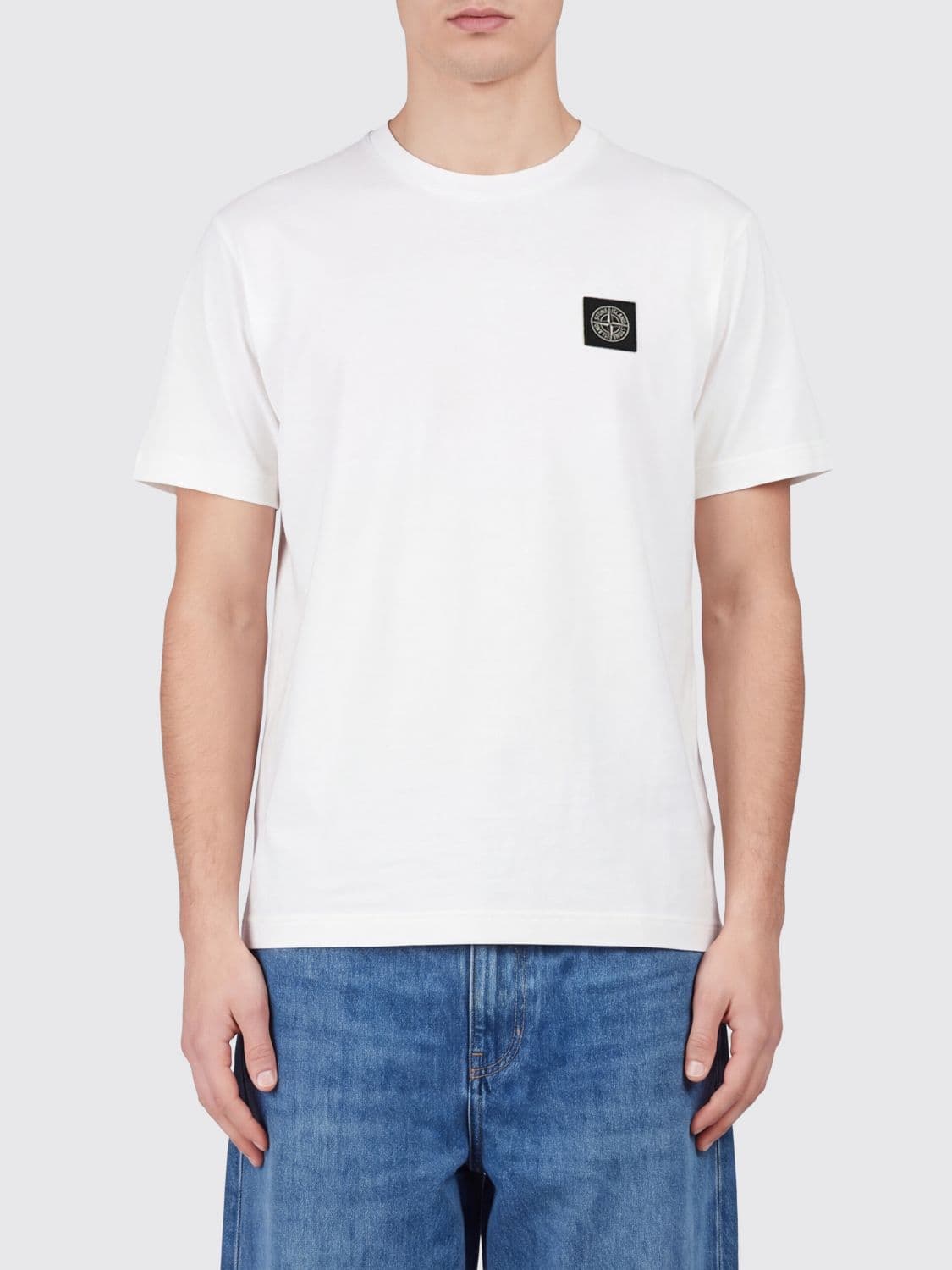 Stone Island Cotton T-shirt with Compass Logo Patch on the Chest