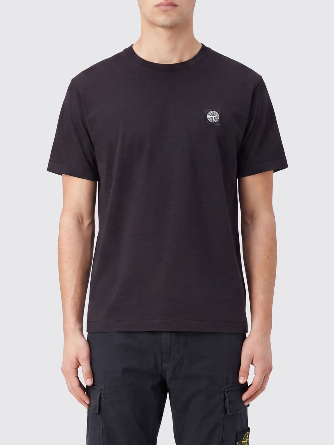 Stone Island Cotton T-shirt with Compass Logo Patch on the Chest