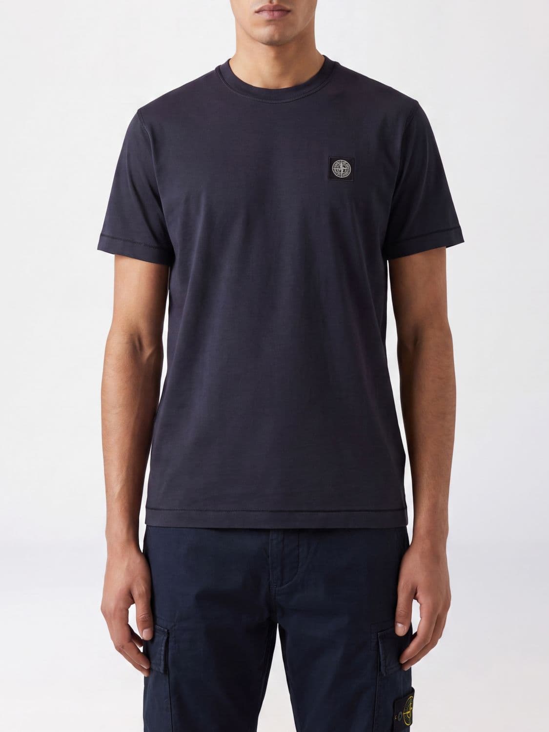 Stone Island Cotton T-shirt with Compass Logo Patch on the Chest