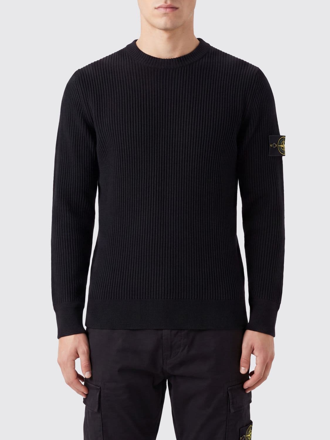 Stone Island Slim Fit Crewneck Wool Jumper with Compass Logo Patch