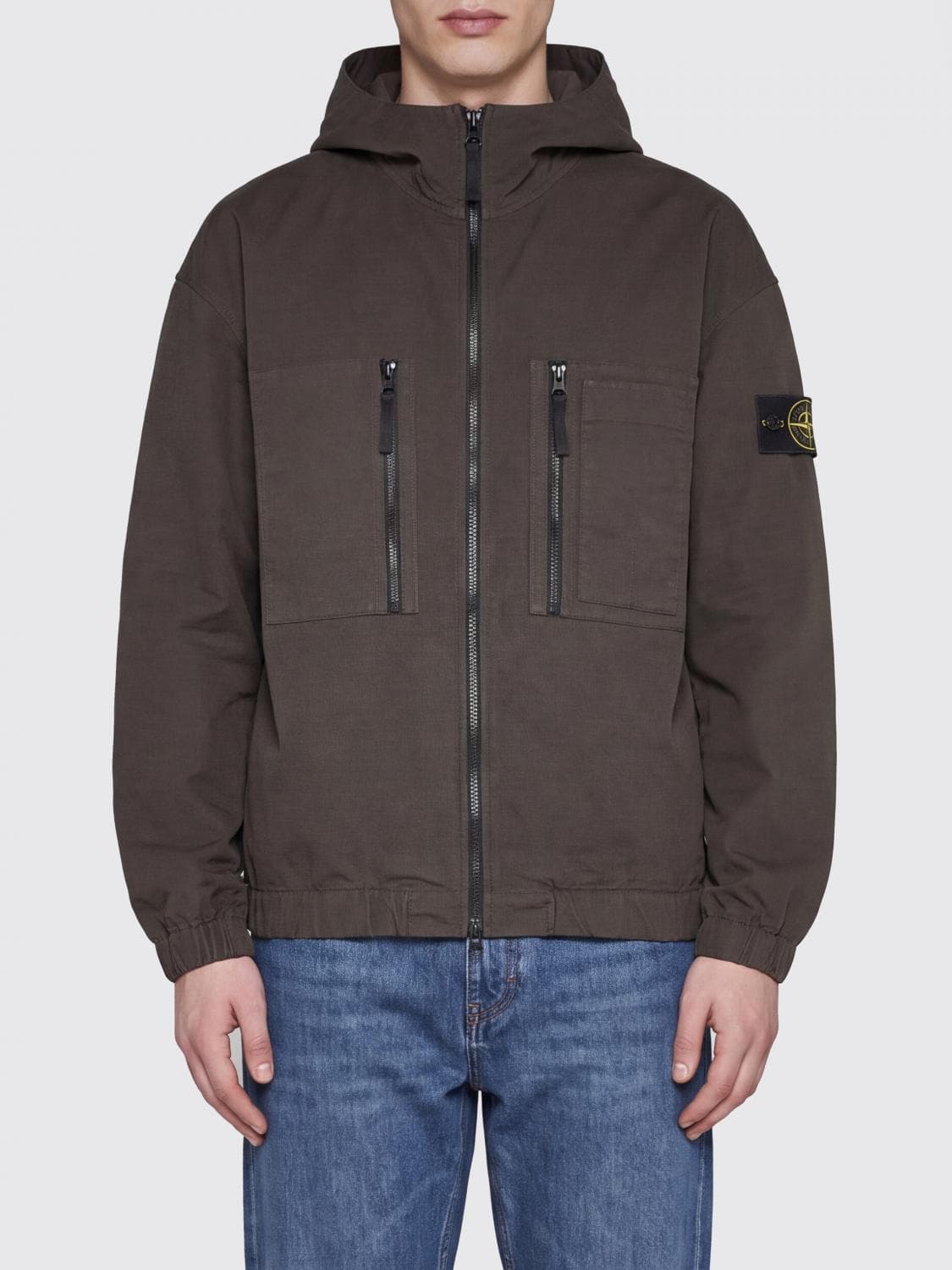 Stone Island Ripstop Nylon Hooded Bomber Jacket with Compass Logo
