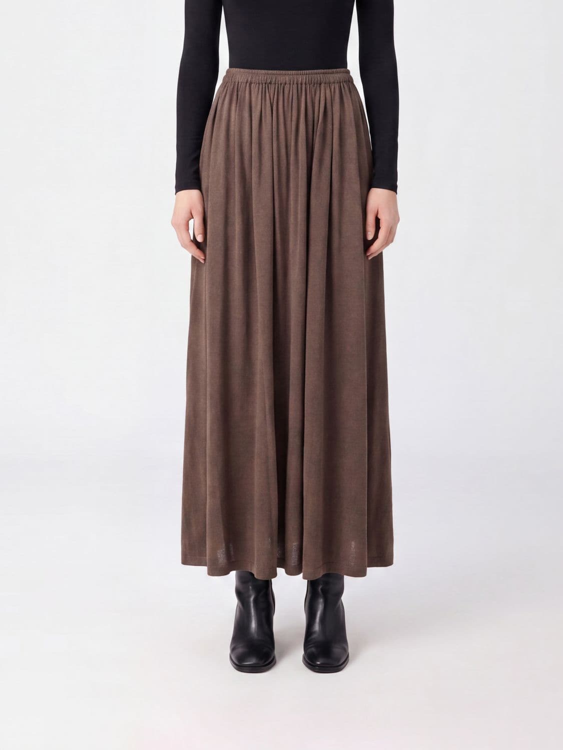 Max Mara Livrea Flared Midi Skirt in Silk Blend with High Elasticated Waist