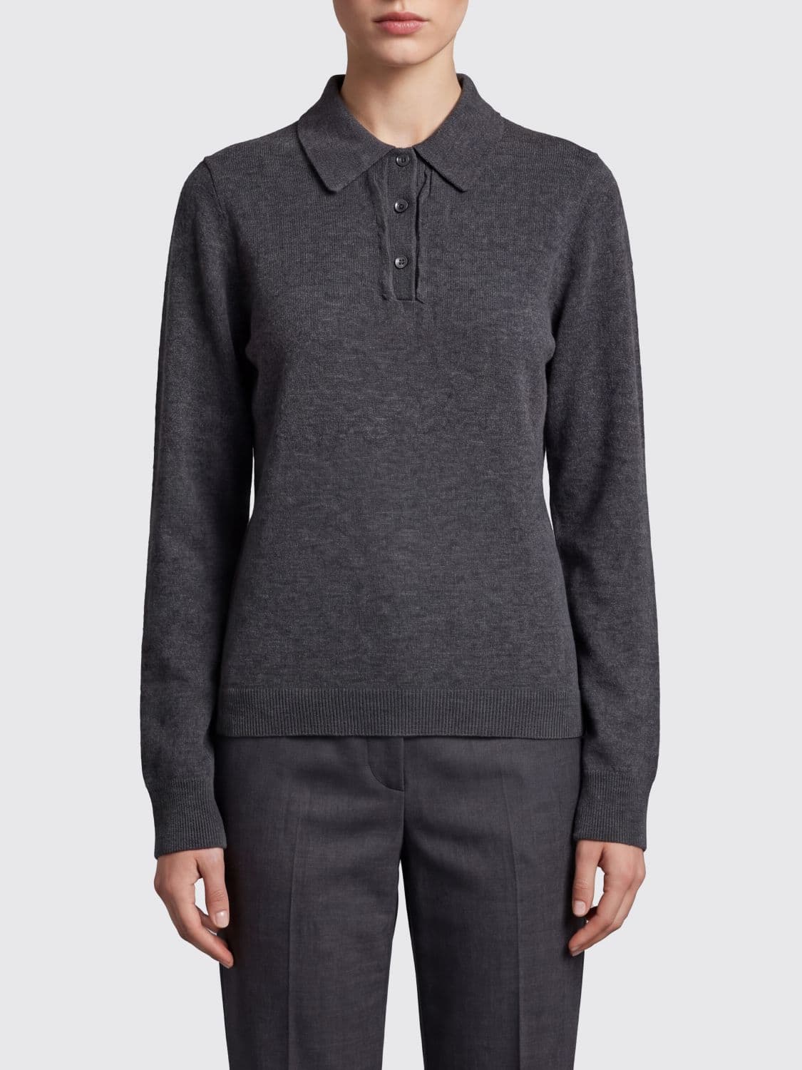 Maison Margiela Slim Fit Long-Sleeved Knitted Virgin Wool Polo Shirt