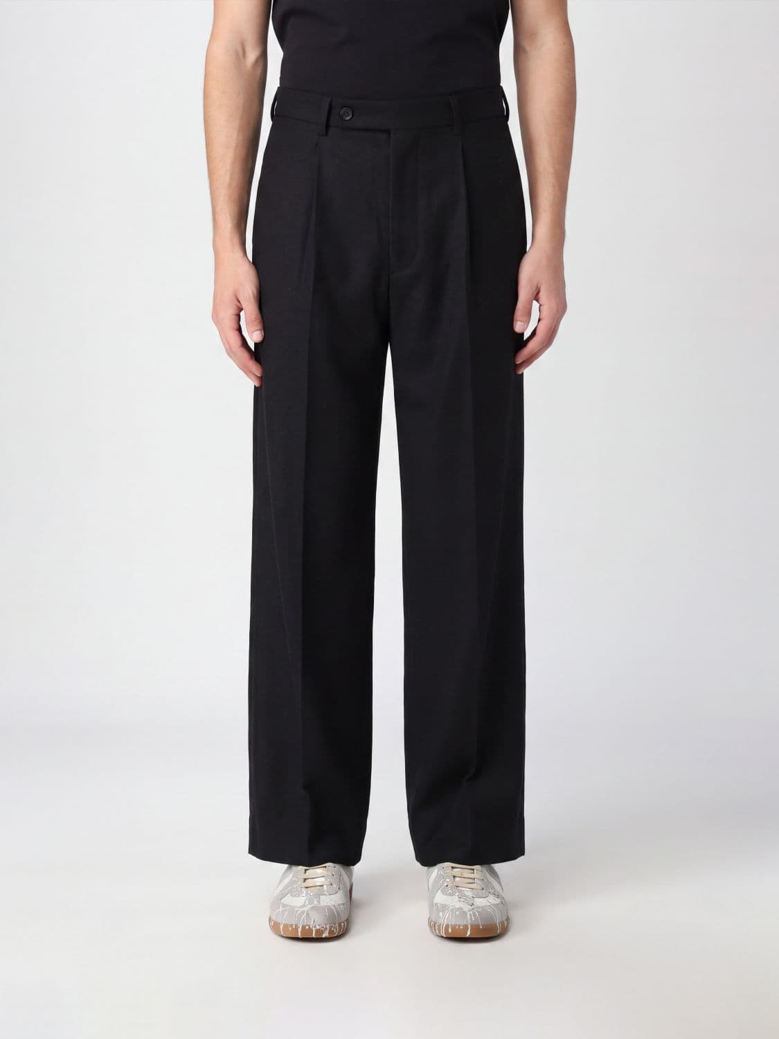Mm6 Maison Margiela Wide-Leg Trousers in Wool Blend with Off-Center Closure
