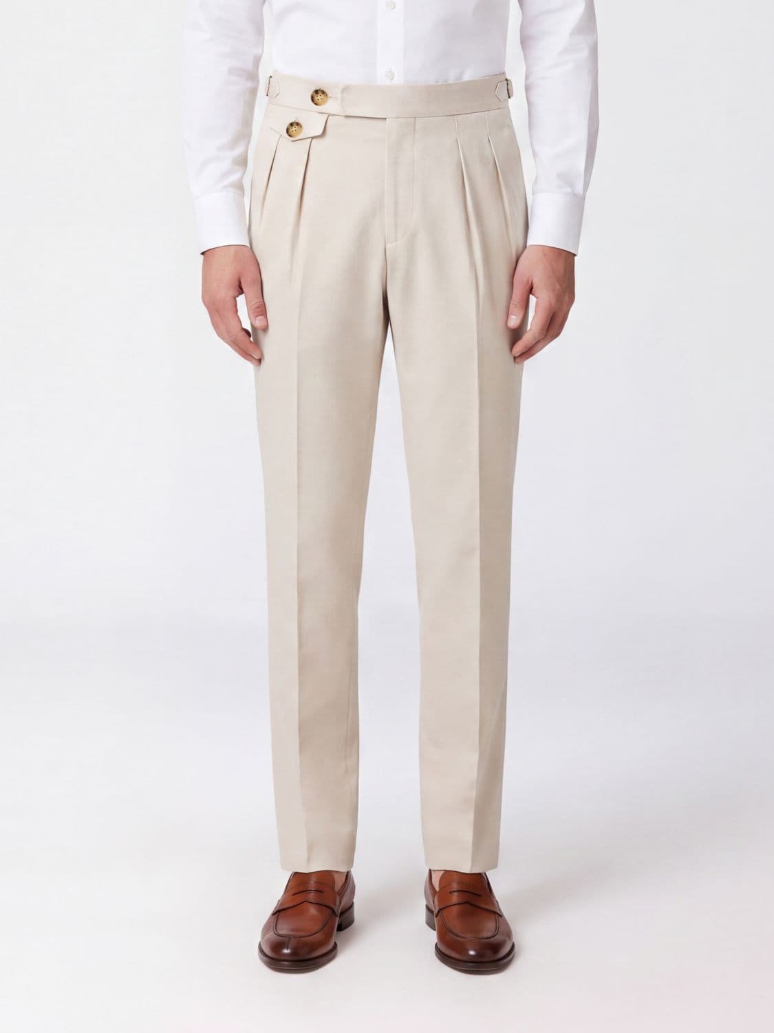 Brunello Cucinelli Pleated Slim Fit Cotton Chino Trousers · 52