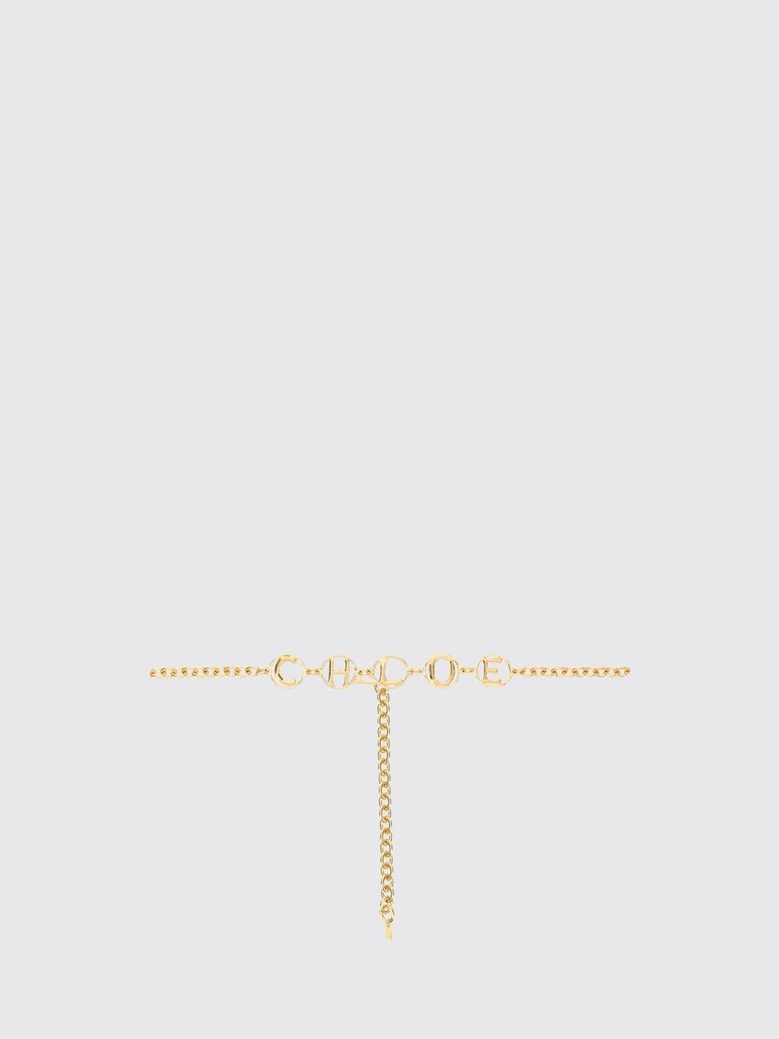 Chloé Gold-Tone Brass Chain Belt with Lettering Logo