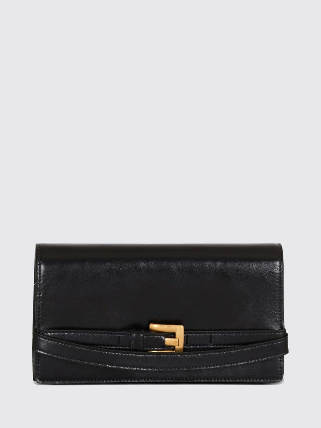 Balmain Smooth Leather Mini Top Handle Bag with PB Monogram and Removable Strap