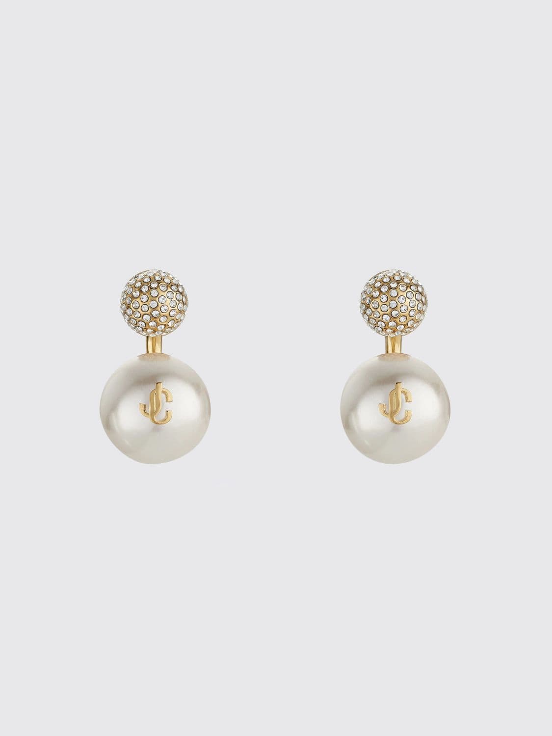 Jimmy Choo JC Monogram Dangle Earrings with Crystals and Faux Pearl