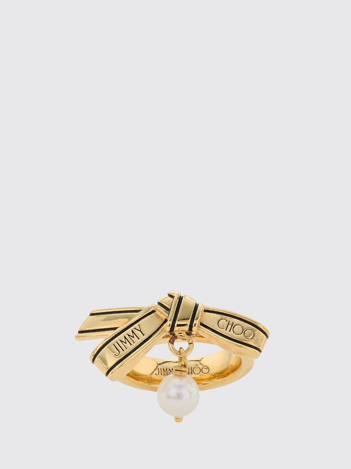 Jimmy Choo Gold-Tone Metal Ring with Decorative Pearls and Crystals