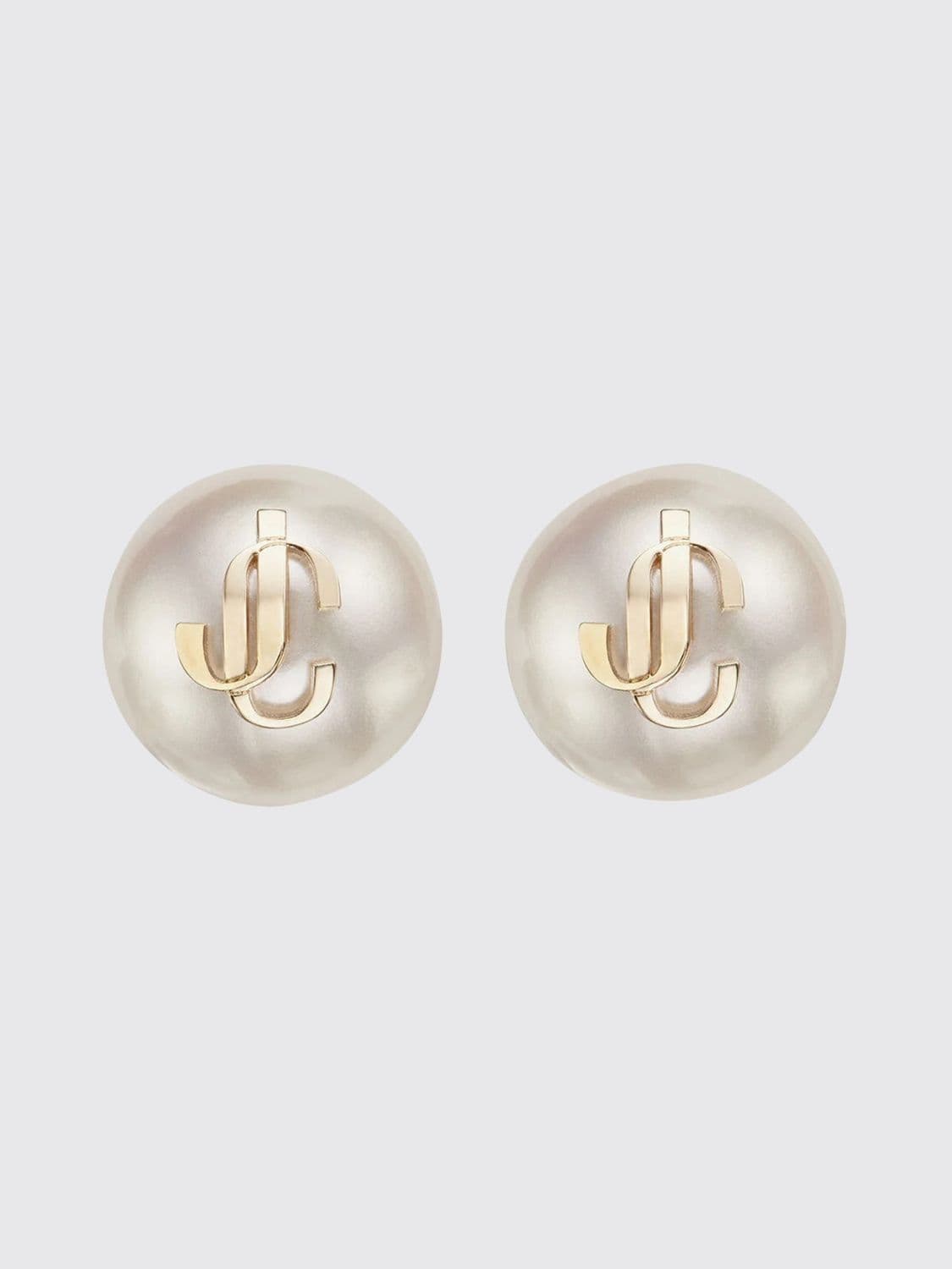Jimmy Choo JC Monogram Stud Earrings with Faux Pearls · OS