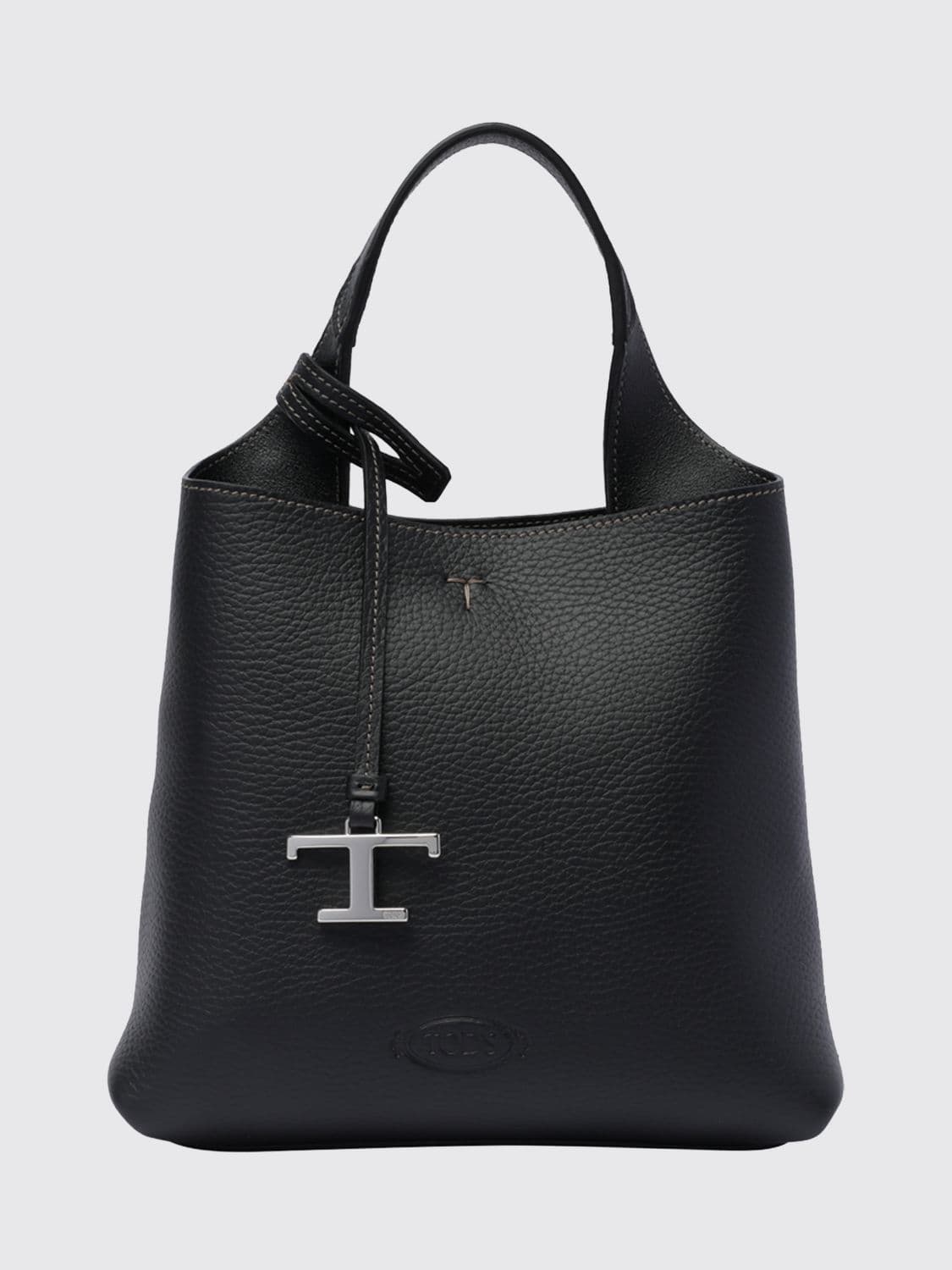 Tod's Grained Leather Mini Handbag with Charm and Embossed Logo · OS