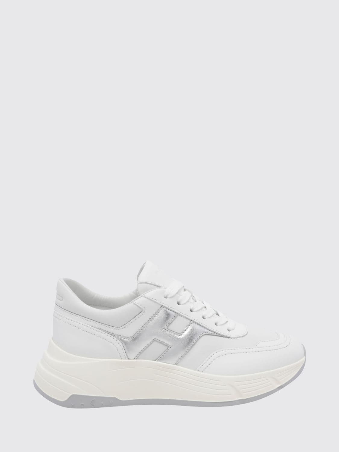 Hogan Hi-Fi Smooth and Laminated Nappa Leather Sneakers with Chunky Sole