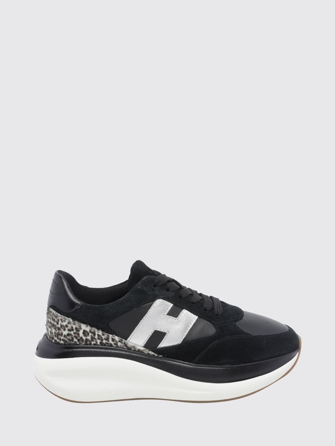 Hogan Maxi I Active Suede and Pony-Effect Leather Sneakers with Animal Print