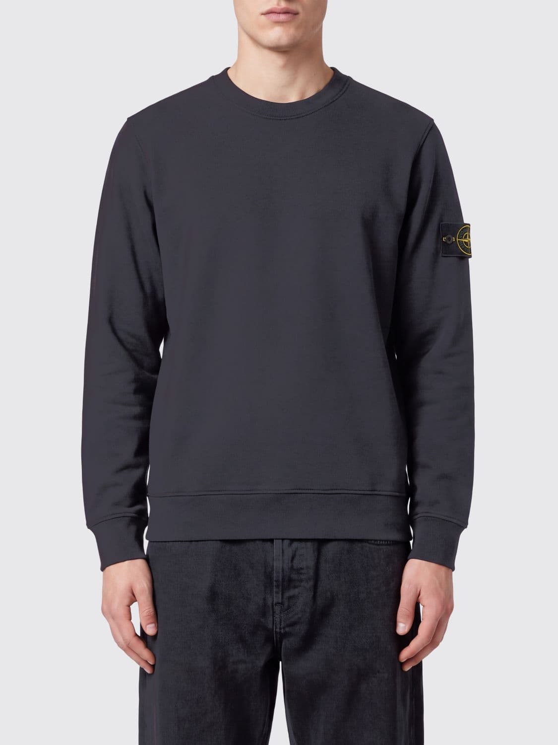 Stone Island Crewneck Cotton Sweatshirt with Compass Logo Patch
