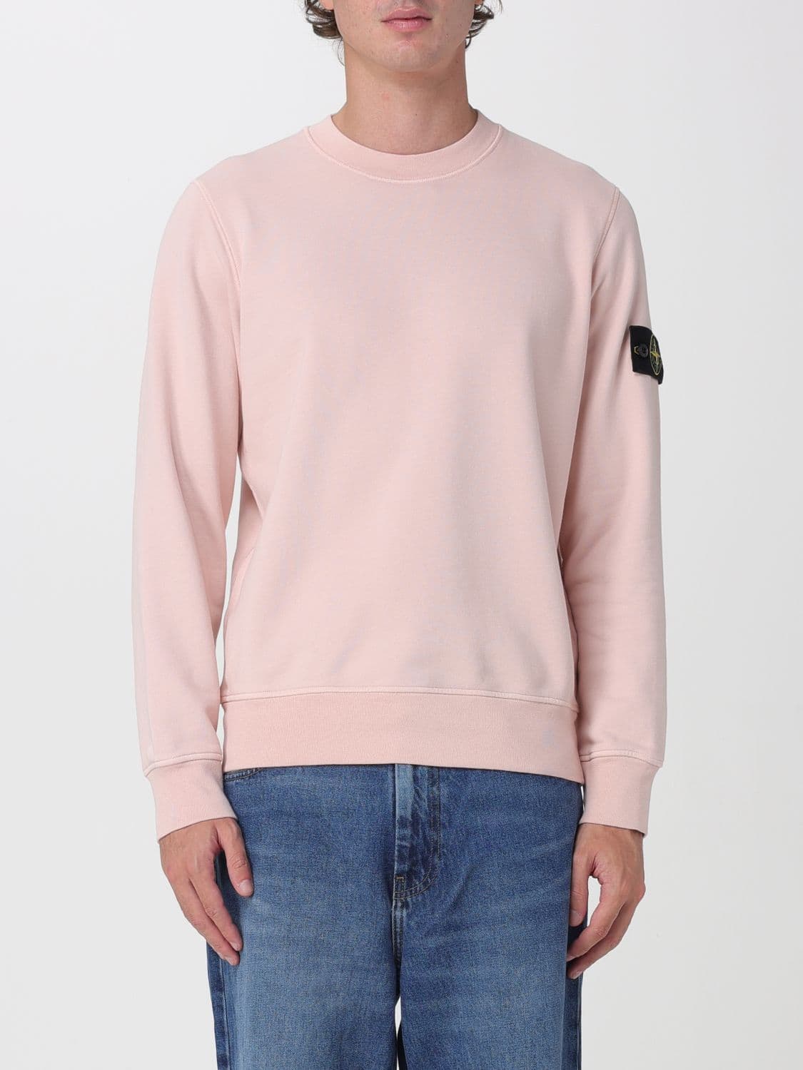 Stone Island Crewneck Cotton Sweatshirt with Compass Logo Patch