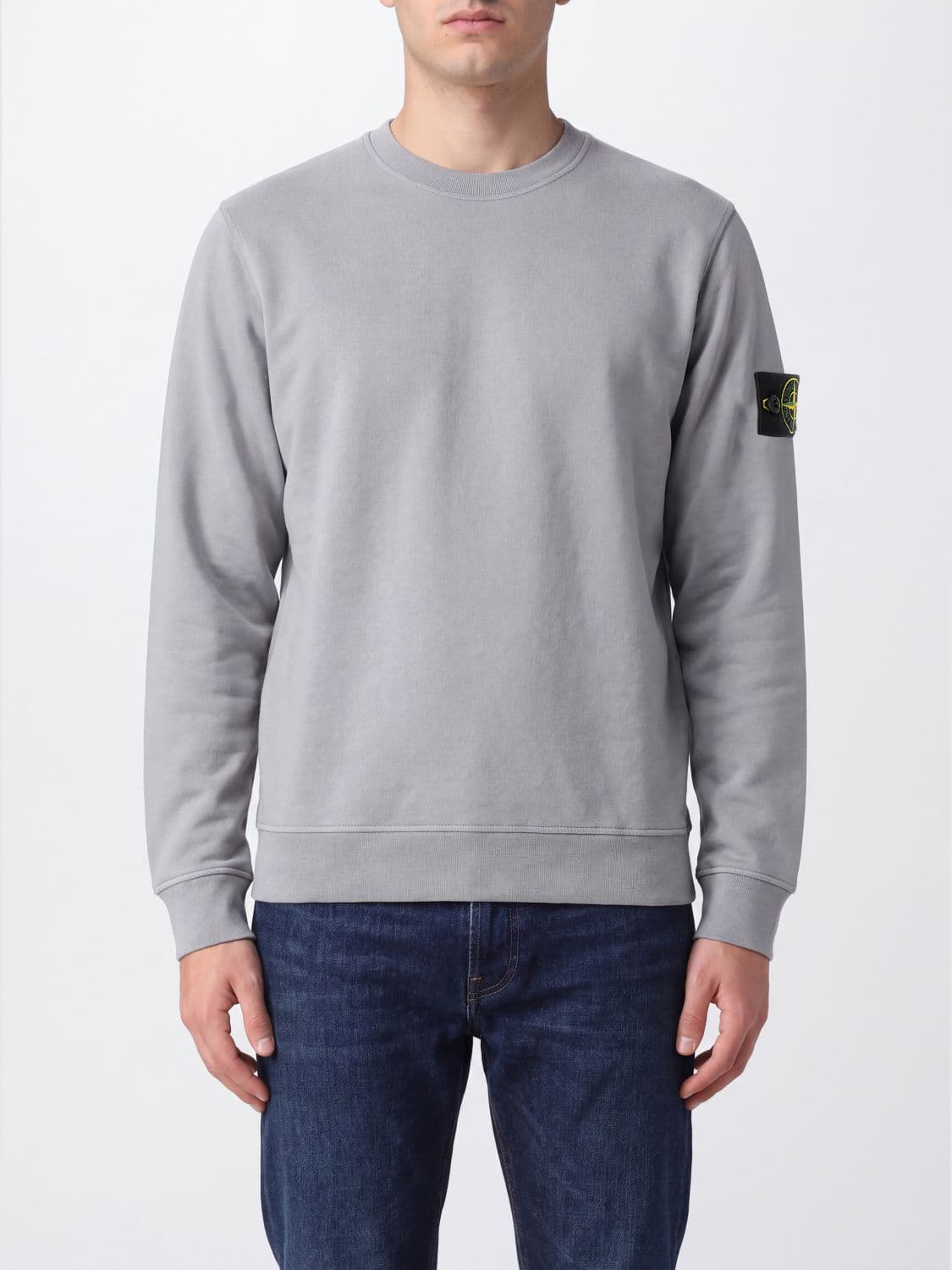 Stone Island Crewneck Cotton Sweatshirt with Compass Logo Patch