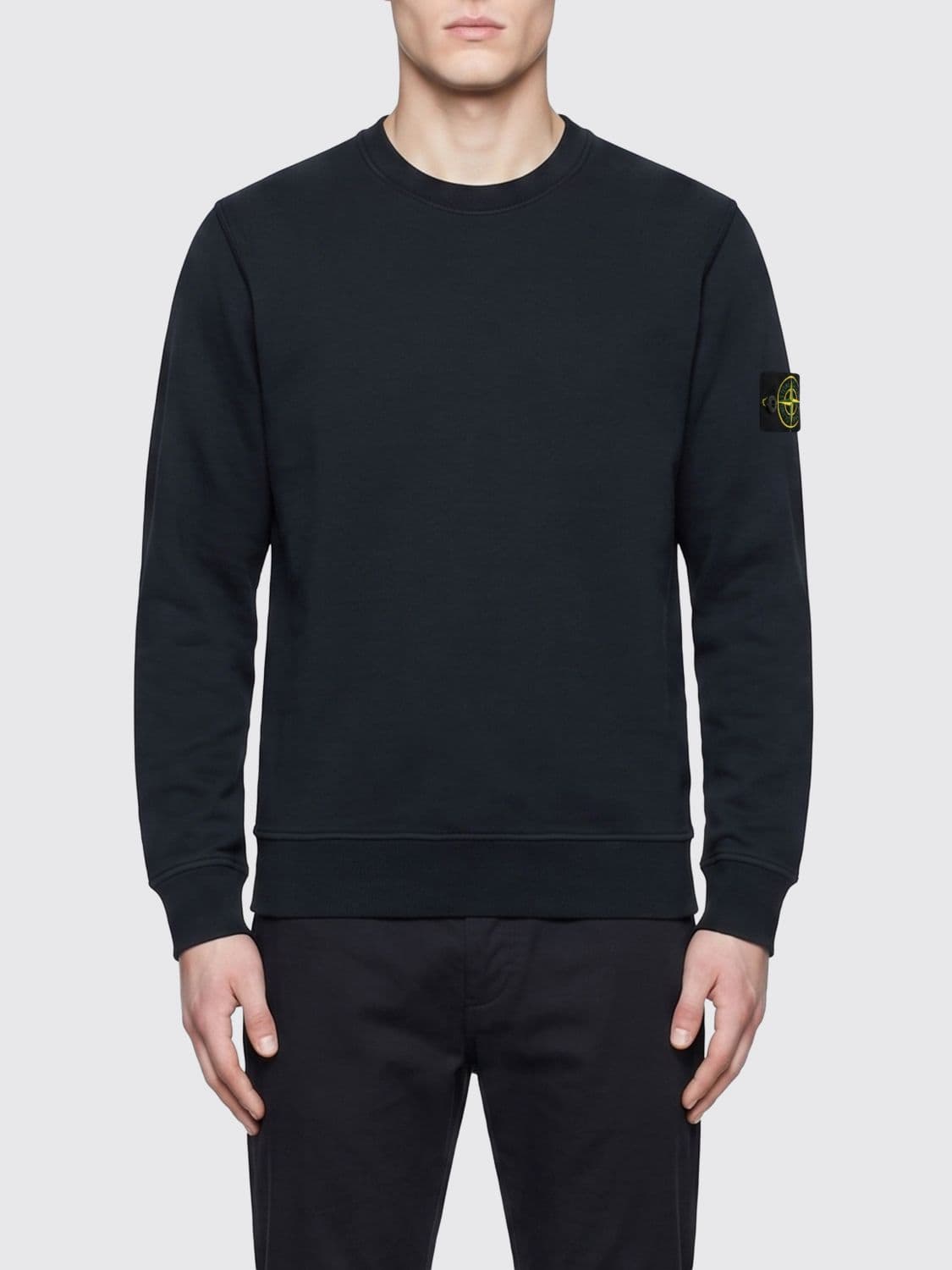 Stone Island Crewneck Cotton Sweatshirt with Compass Logo Patch