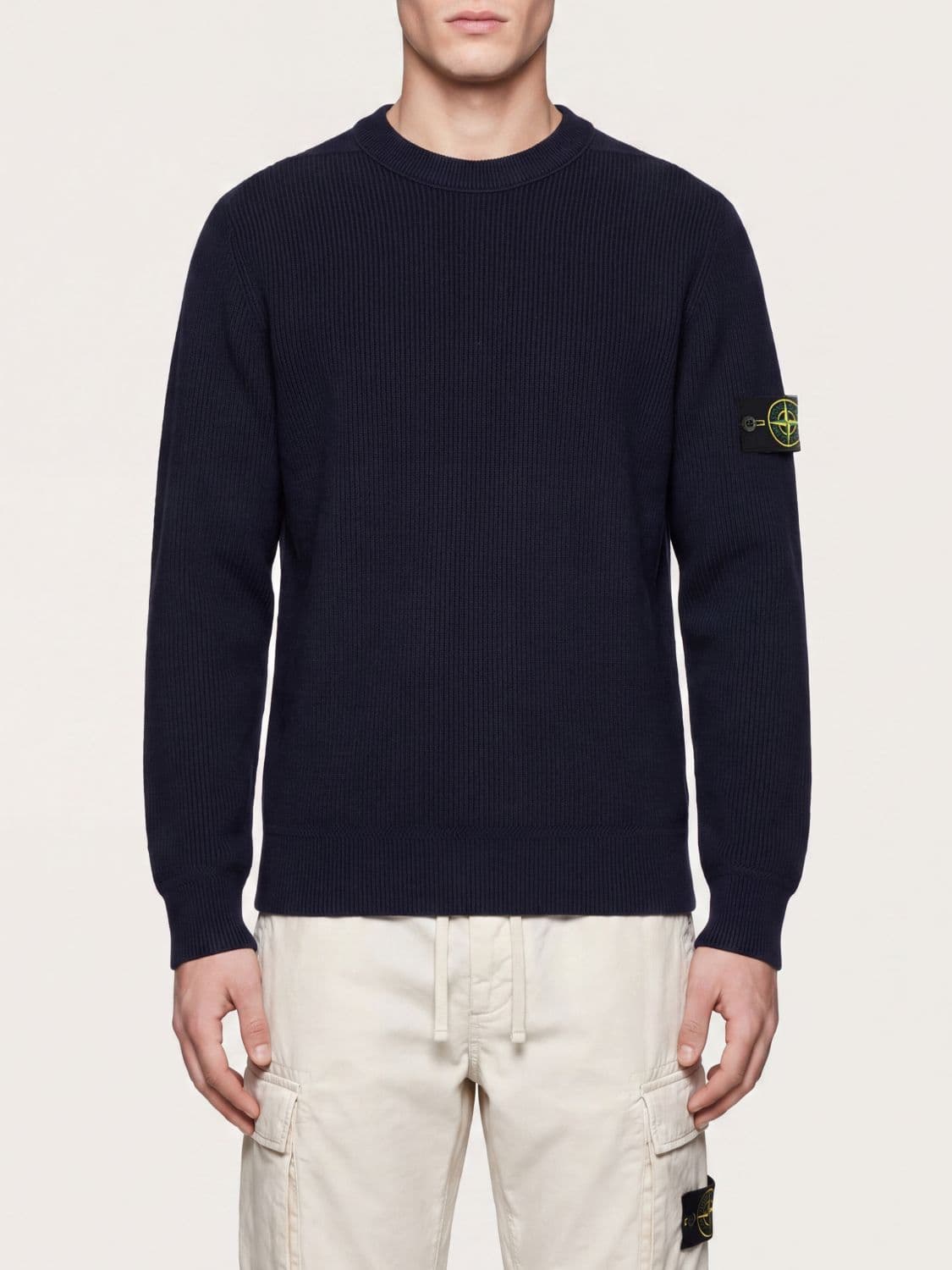 Stone Island Slim Fit Cotton Crew-Neck Jumper with Compass Logo