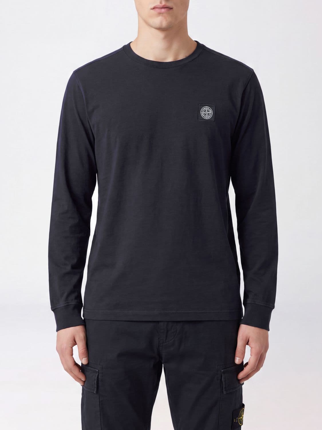 Stone Island Slim Fit Long-Sleeve Cotton T-shirt with Compass Logo