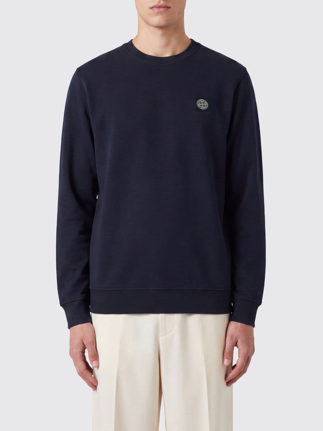 Stone Island Slim Fit Long-Sleeve Cotton T-shirt with Compass Logo