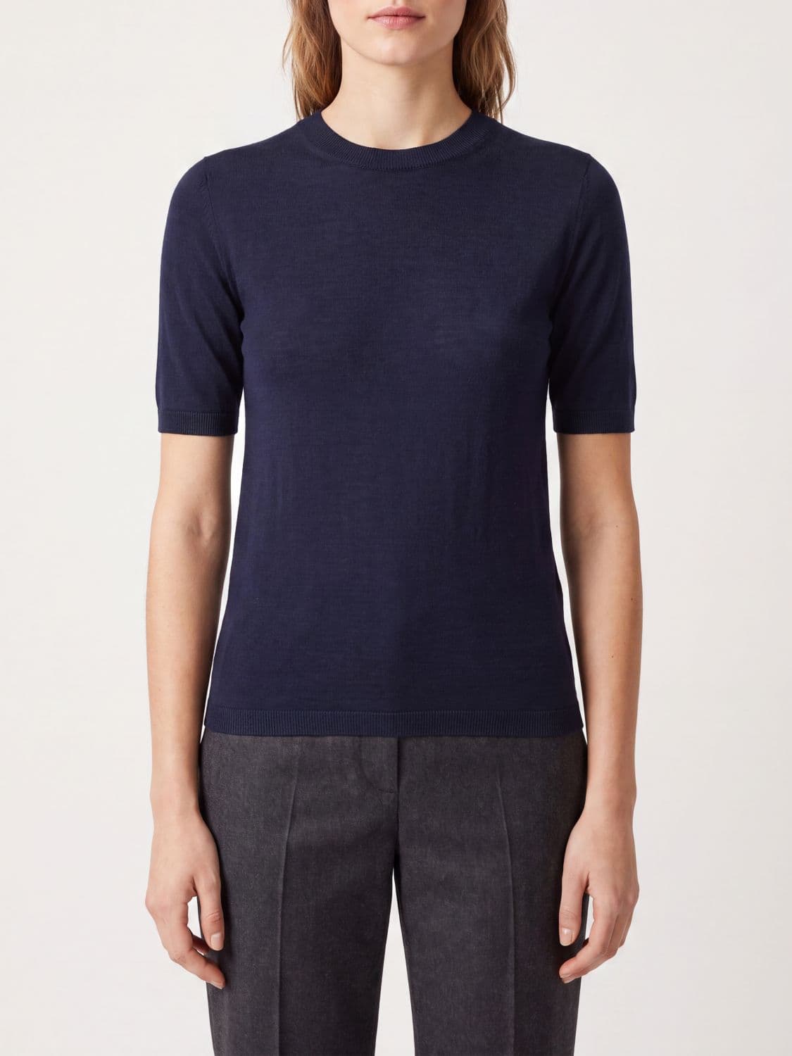 Max Mara Short-Sleeved Silk and Cashmere Knit Top with Slim Fit