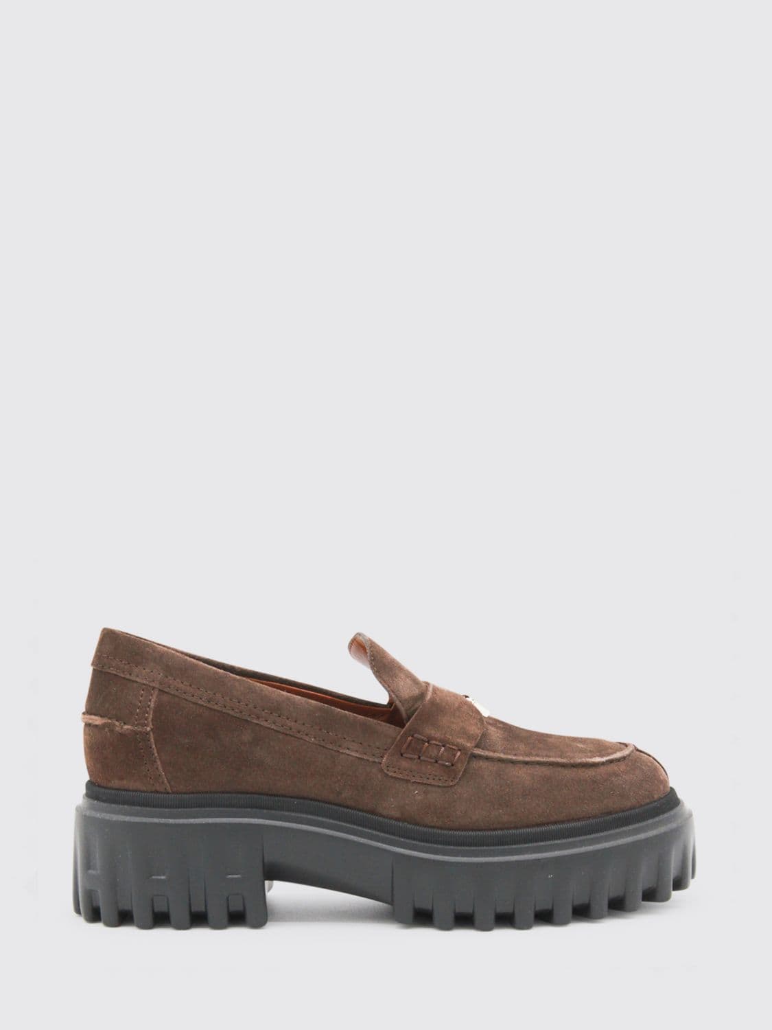 Hogan H700 Penny Loafers in Suede with Platform Sole and H Logo