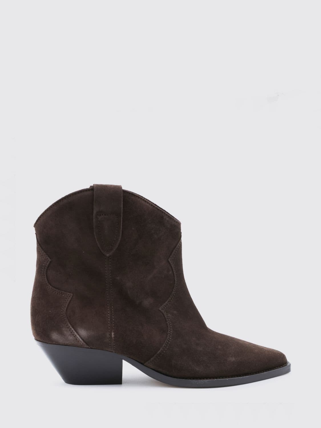 Isabel Marant Dewina Suede Western Ankle Boots with Low Heel
