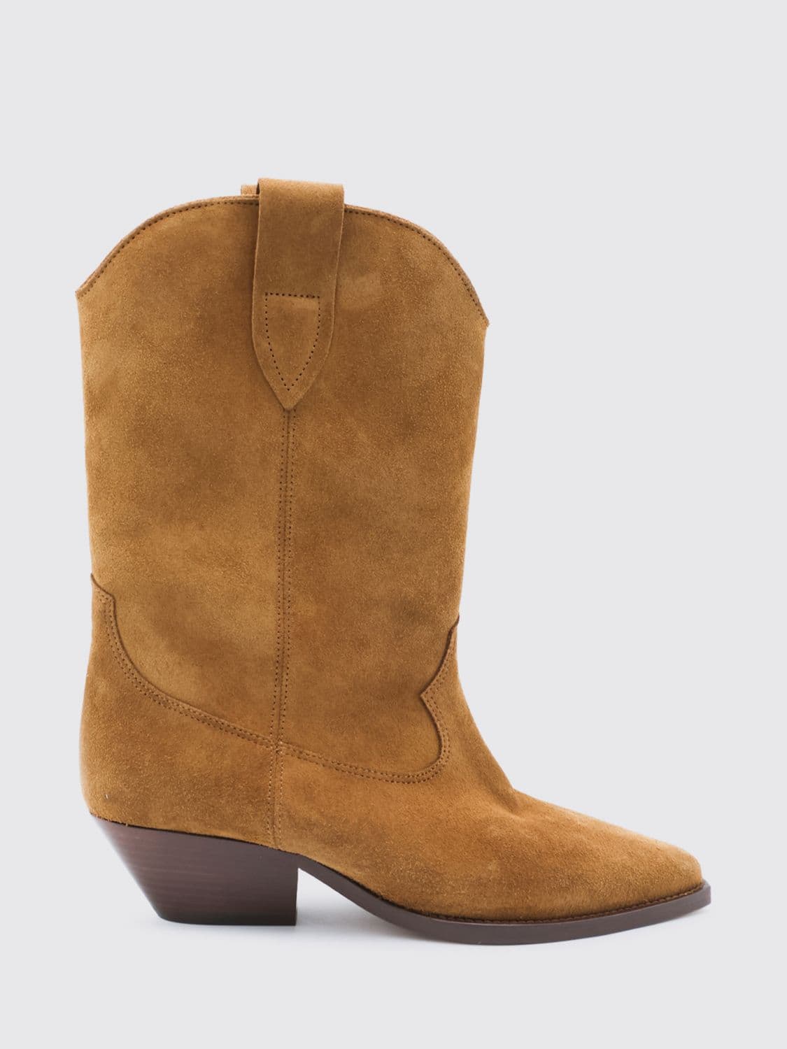 Isabel Marant Duerto Calf-Height Suede Western Boots with Low Heel