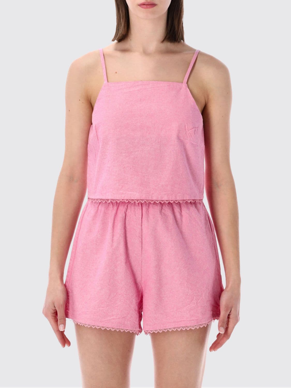 American Vintage Square Neck Cotton Top with Thin Straps
