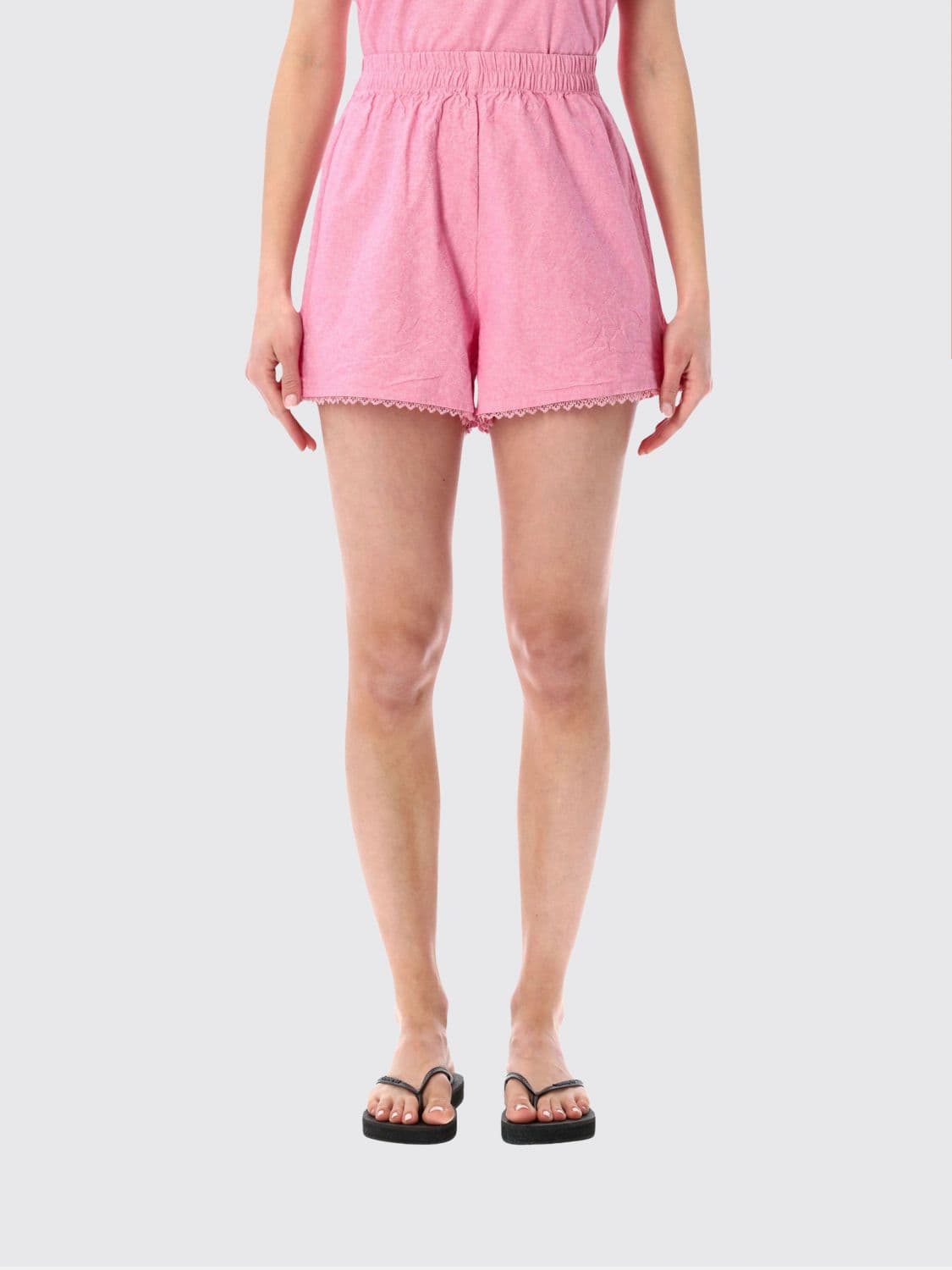 American Vintage High-Waisted Cotton Shorts with Elasticated Waist