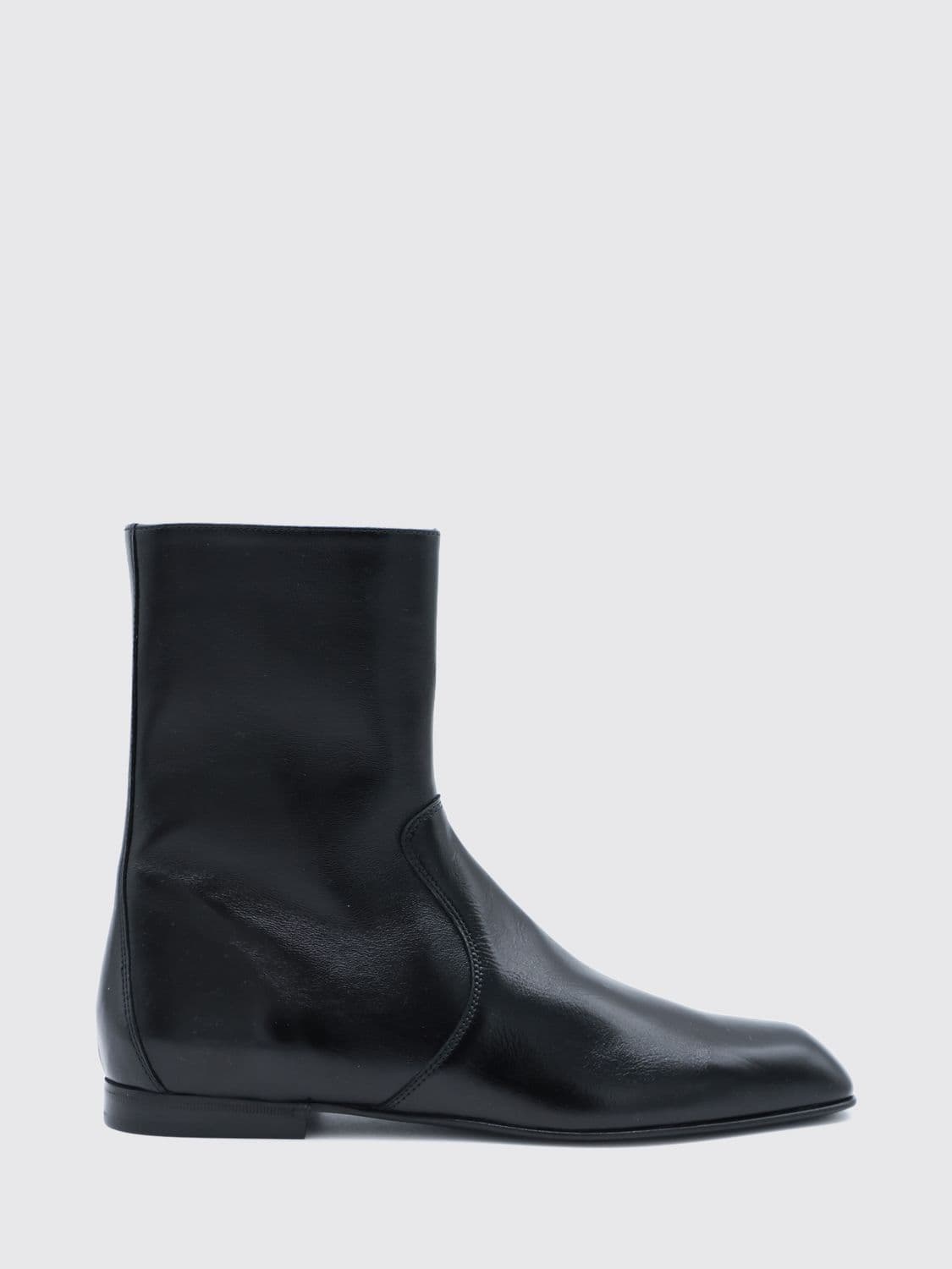Khaite Colt Low-Heeled Leather Ankle Boots with Round Toe