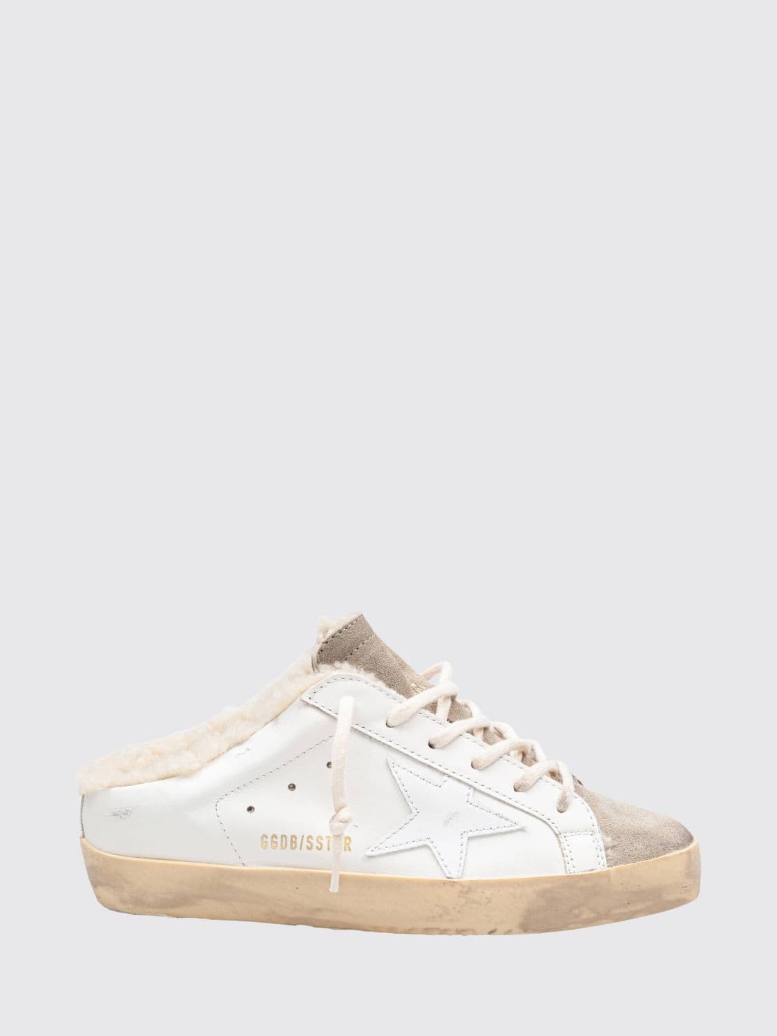 Golden Goose Super-Star Calfskin Leather Sabot Sneakers with Open Heel and Wool Interior