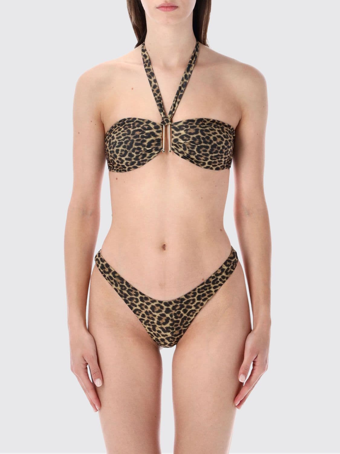 Matinee Animal Print Halterneck Bikini Top with Sweetheart Neckline