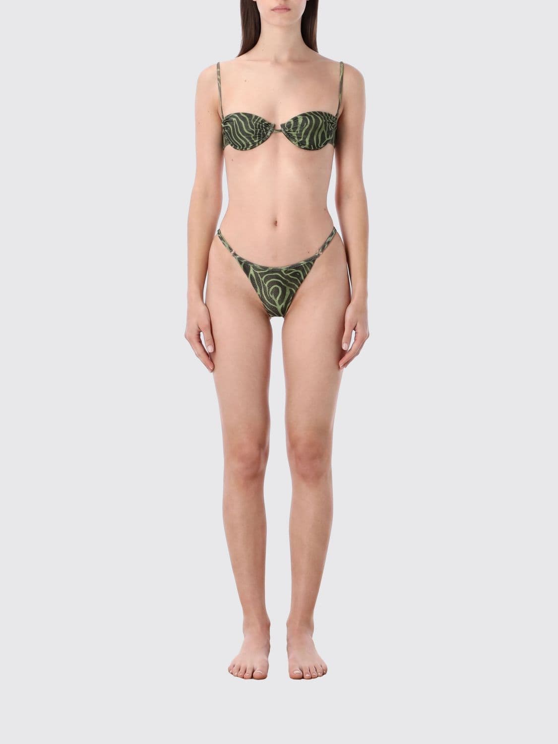 Matinee Zebra Print Triangle Bikini with Underwire and Brazilian Briefs · L