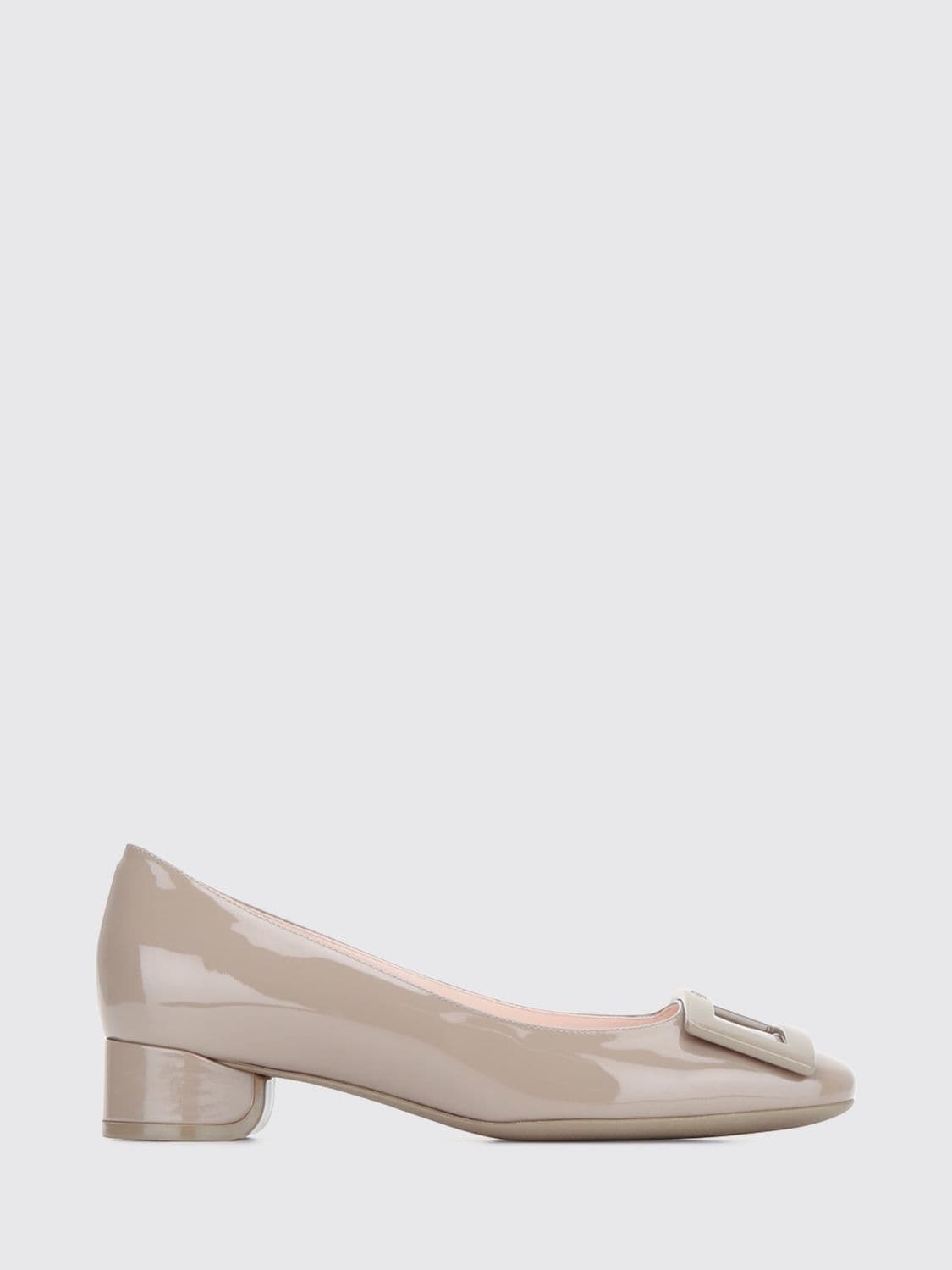 Roger Vivier Patent Leather Ballet Flats with Round Toe and Logo Plaque