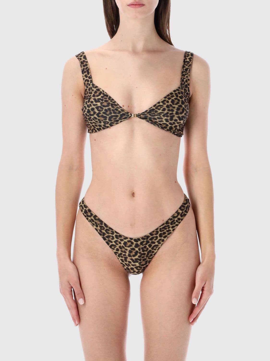 Matinee Animal Print Triangle Bikini Top with V-Neck