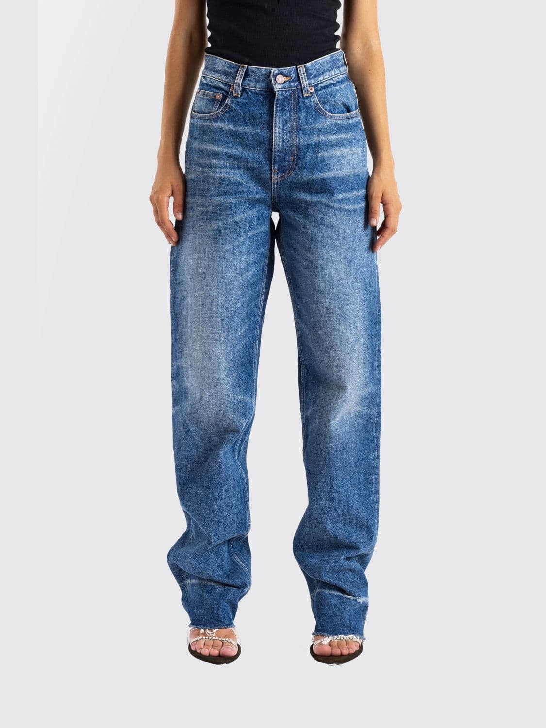Chloé High-Waisted Wide-Leg Bootcut Jeans in Cotton Denim